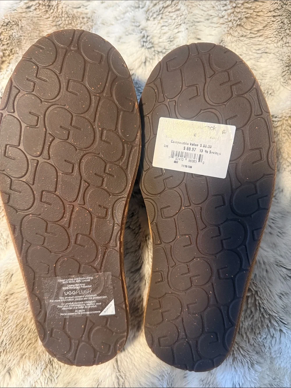 UGG Chestnut Suede Shearling Clog Slippers - Picture 2 of 3